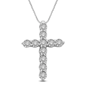 10K White Gold 1/10 Ct.Tw Diamond Cross Pendant