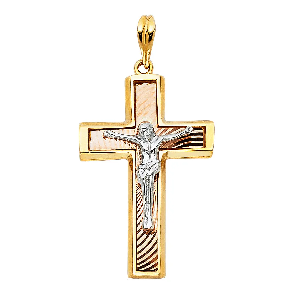 14K Gold Crucifix Pendant with 1.2mm Singapore Chain