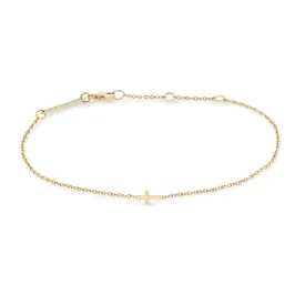 14k Itty Bitty Cross Bracelet