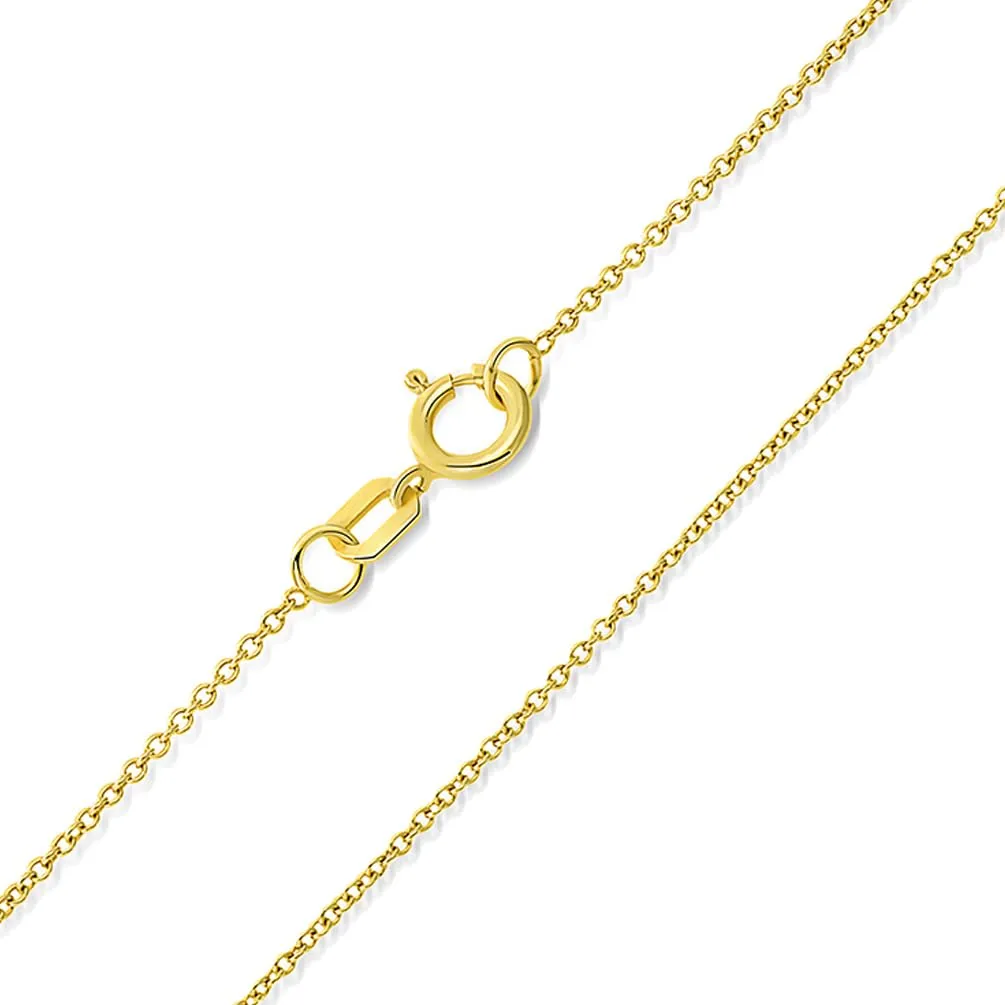 14k Solid Yellow Gold Large Slender Cross Pendant with Rolo Cable, Cuban Curb, or Figaro Chain Necklace (1.25 Inch Height)