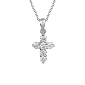 14k White Gold 0.91Ct Diamond Cross Pendant