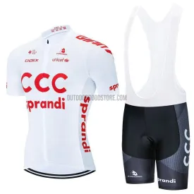 2020 Pro Team CCC White Cycling Jersey Bib Kit