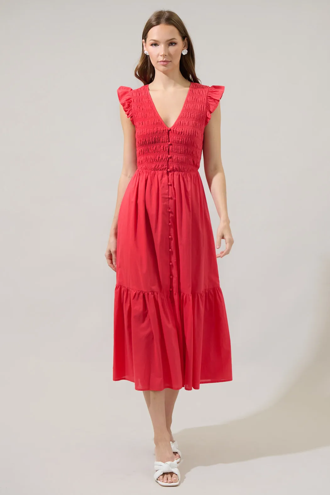 Angie Smocked Tiered Midi Dress