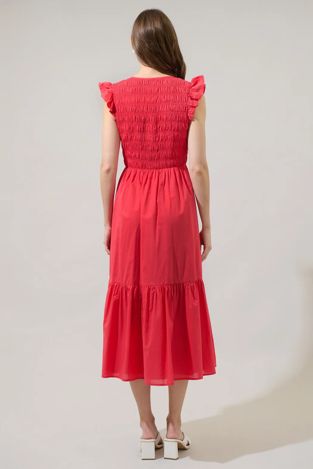 Angie Smocked Tiered Midi Dress