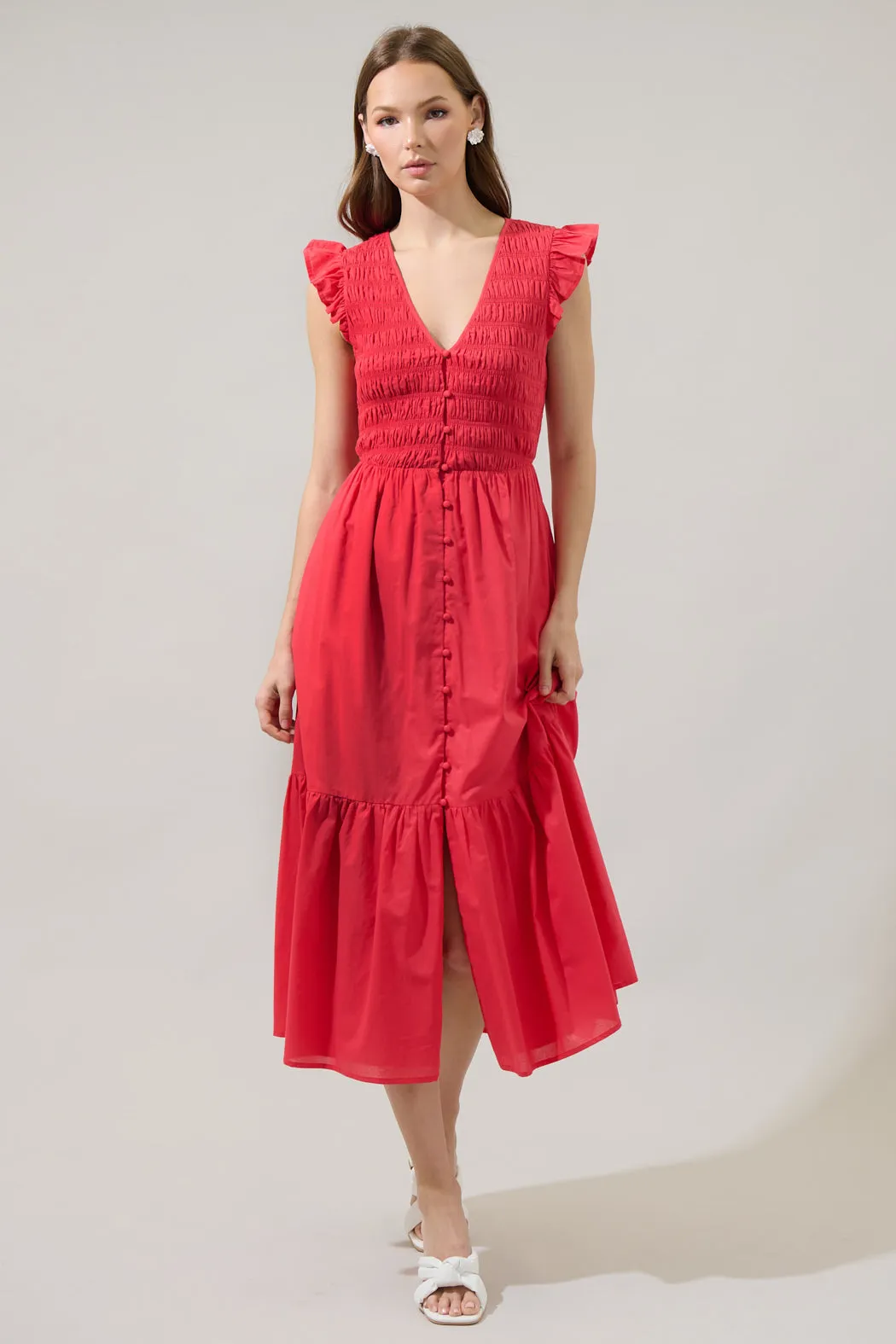 Angie Smocked Tiered Midi Dress