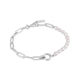 Ania Haie Silver Pearl Chunky Link Chain Bracelet