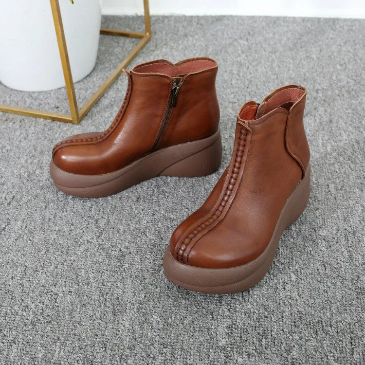 Autumn Winter Waterproof Retro Platform Boots