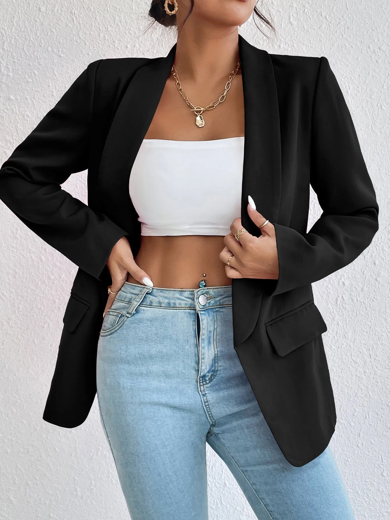 Basic Casual Solid Color Blazer