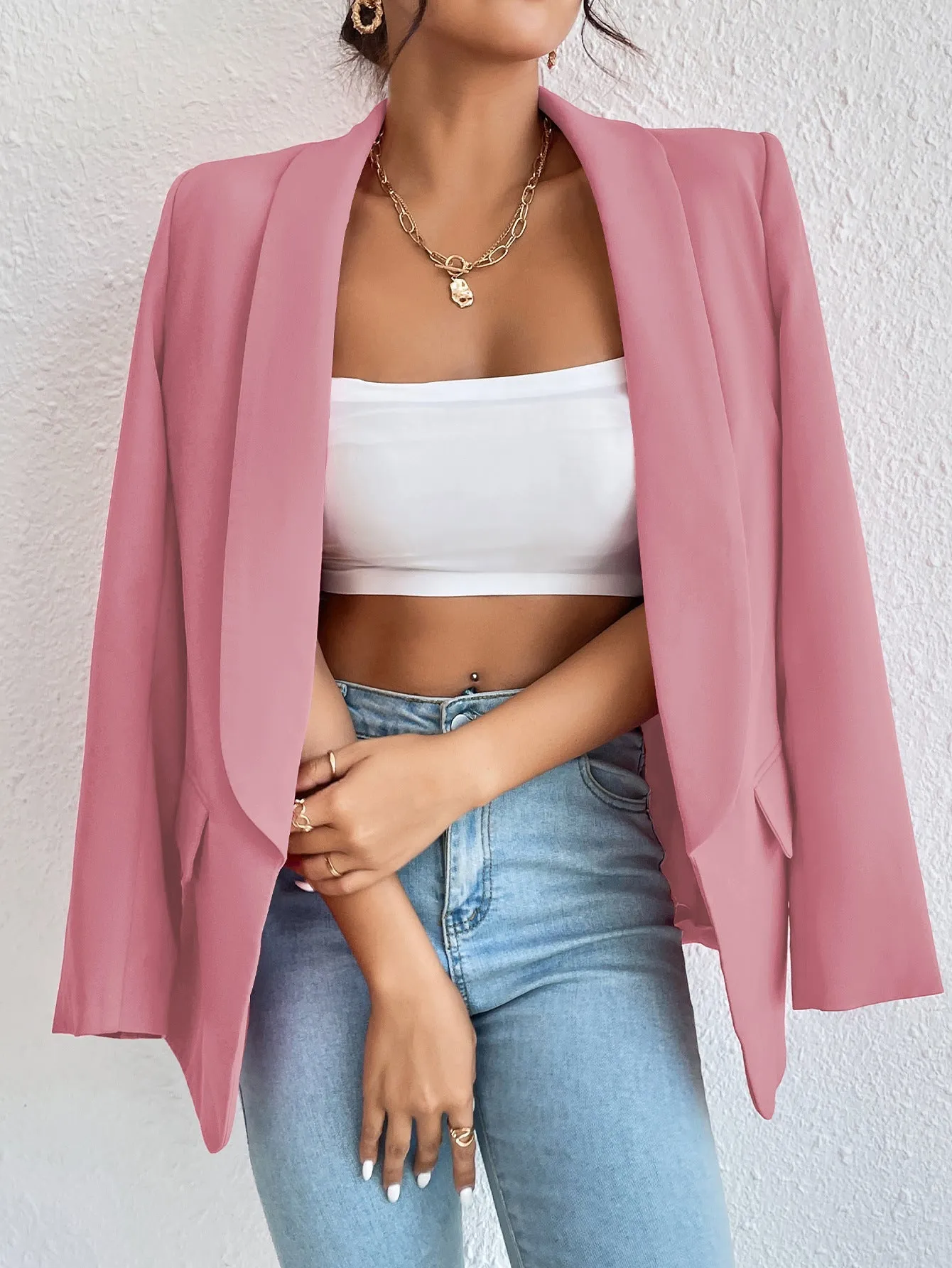 Basic Casual Solid Color Blazer