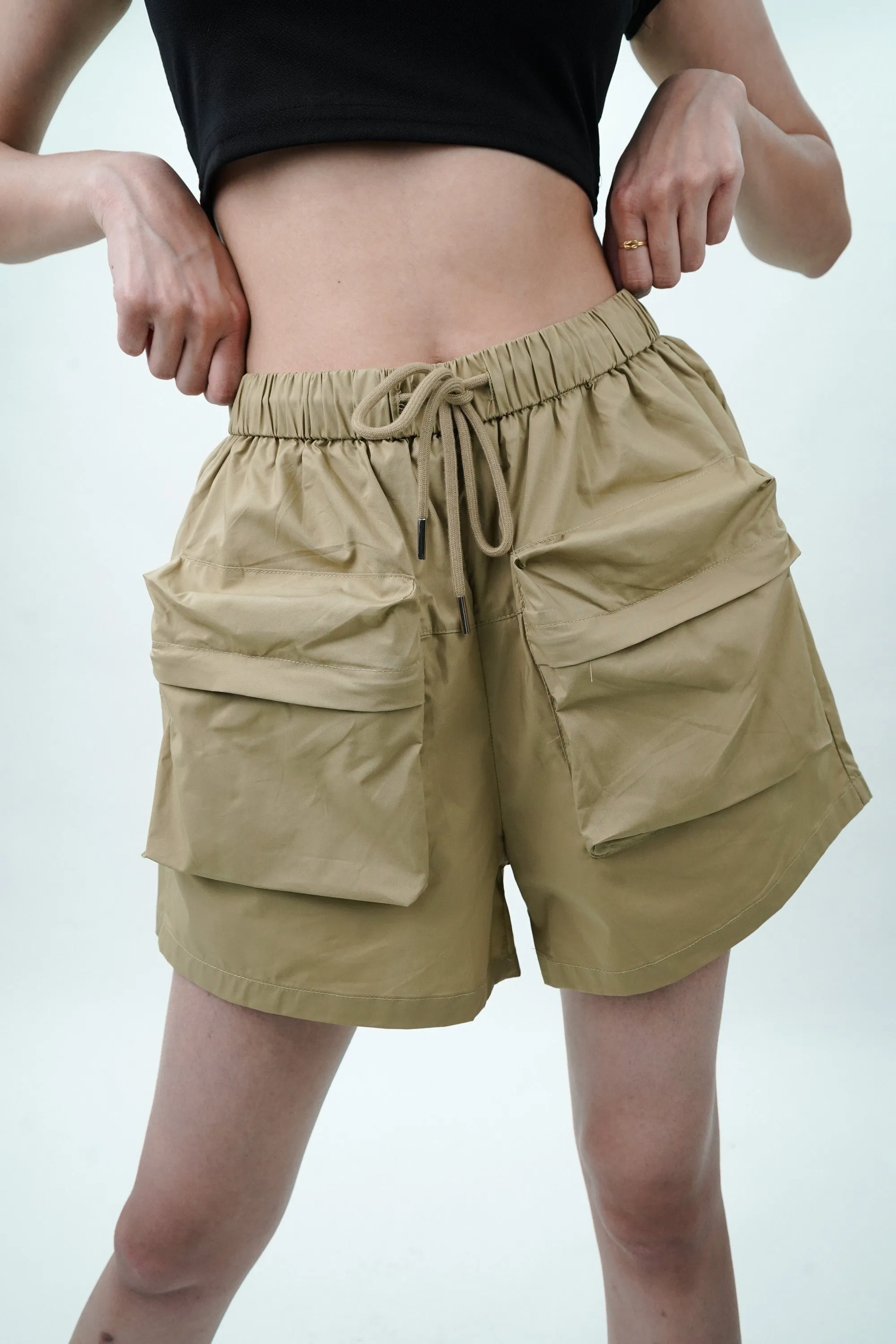 Beige Shorts With Patch Pockets