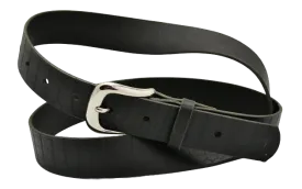 Belt | unstitched black narrow | croc print