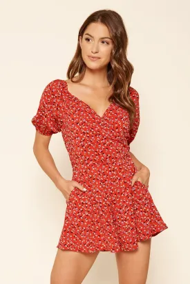 Bloom Floral Everheart Puff Sleeve Romper