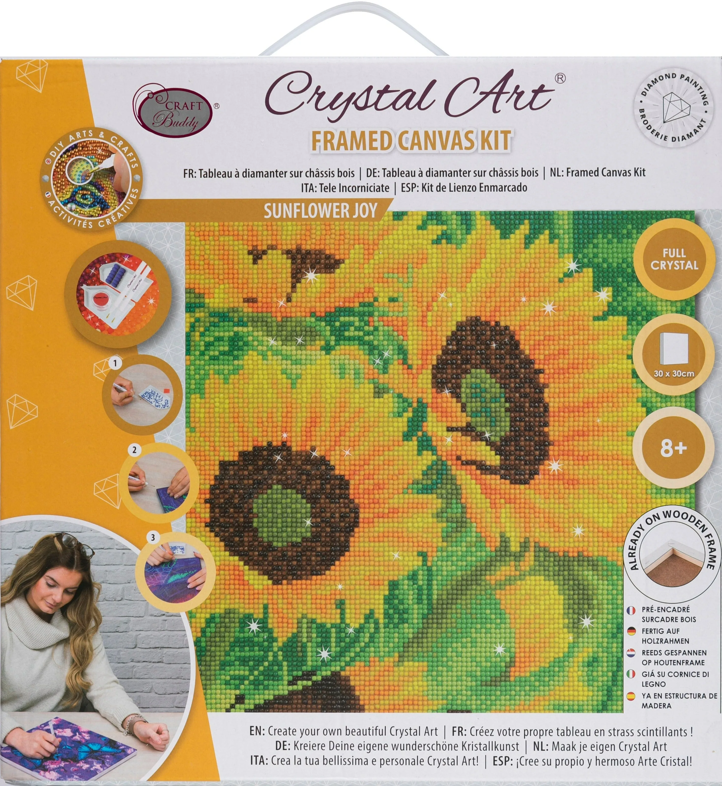 CAK-A172M: "Sunflower Joy" 30x30cm Crystal Art Kit