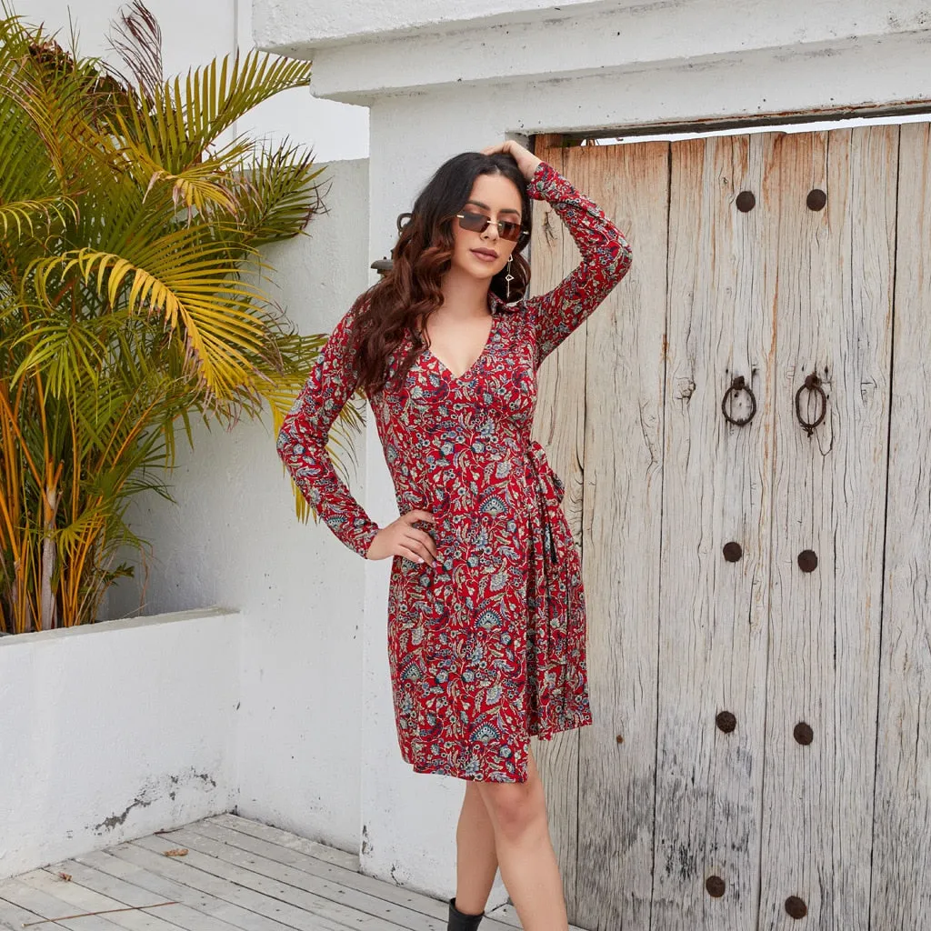 Casual High Waist Floral Dress