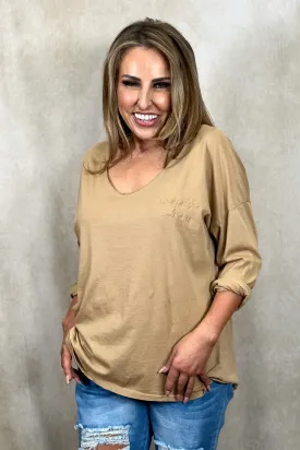 Casual Long Sleeve V-Neck Top