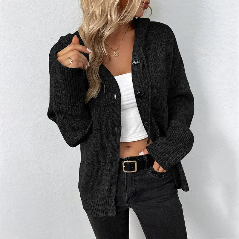 Casual Loose Hooded Knitted Cardigan