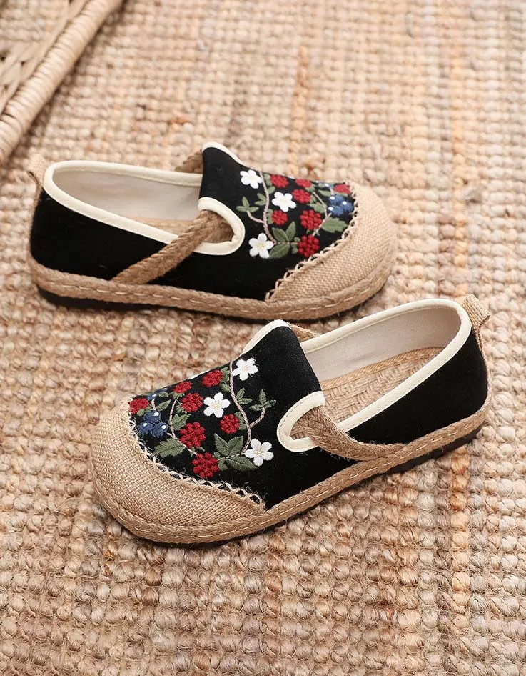 Chinese Style Embroidery Flower Linen Shoes