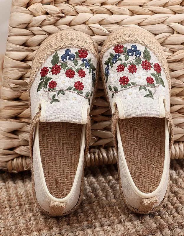 Chinese Style Embroidery Flower Linen Shoes