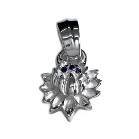 Custom Rhodium Plated Lotus Blossom Pendant