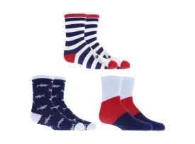 DENSLEY & CO - 3 Pairs of socks for kids shark SIZE 4-6