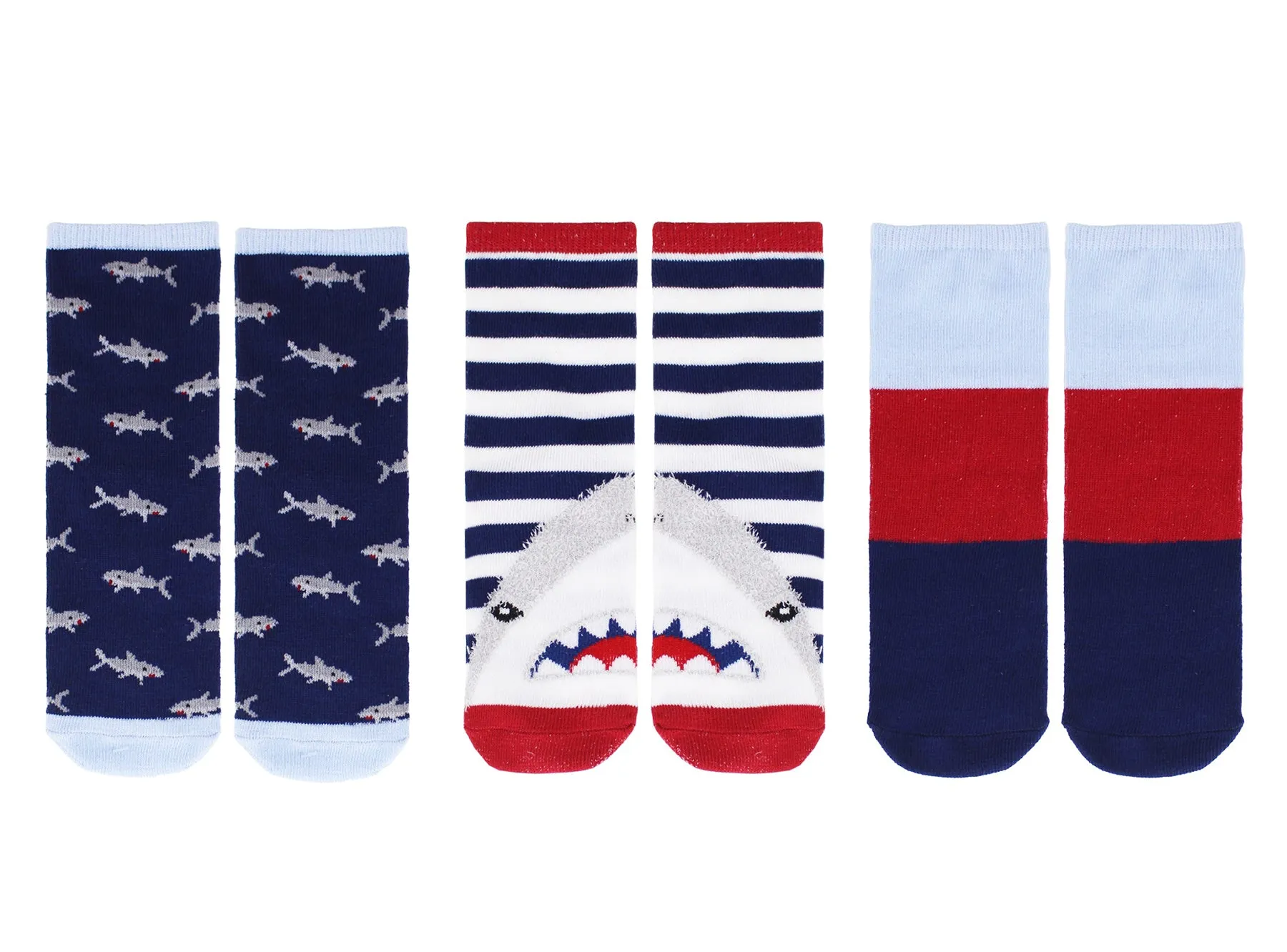 DENSLEY & CO - 3 Pairs of socks for kids shark SIZE 4-6