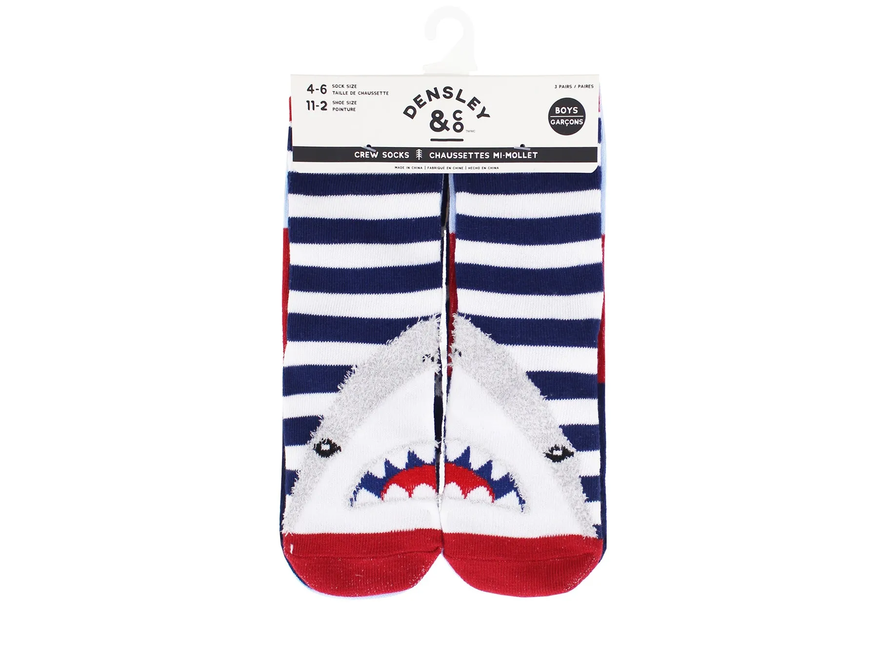 DENSLEY & CO - 3 Pairs of socks for kids shark SIZE 4-6