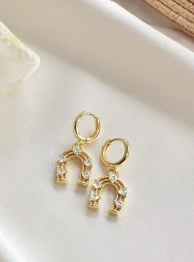 Horse Shoe Charm Drop Earrings