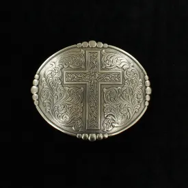 M&F Western® Tooled Cross Metal Belt Buckle