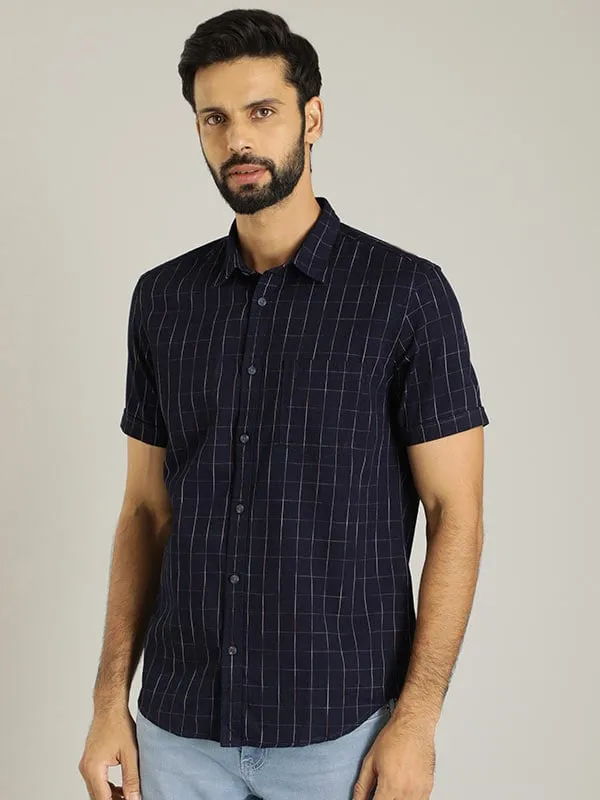 Men Checked Half Sleeve Cotton Shirt