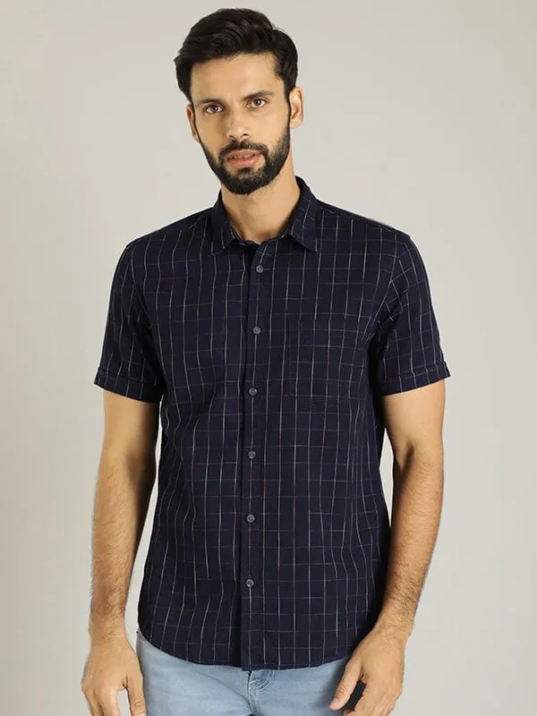 Men Checked Half Sleeve Cotton Shirt