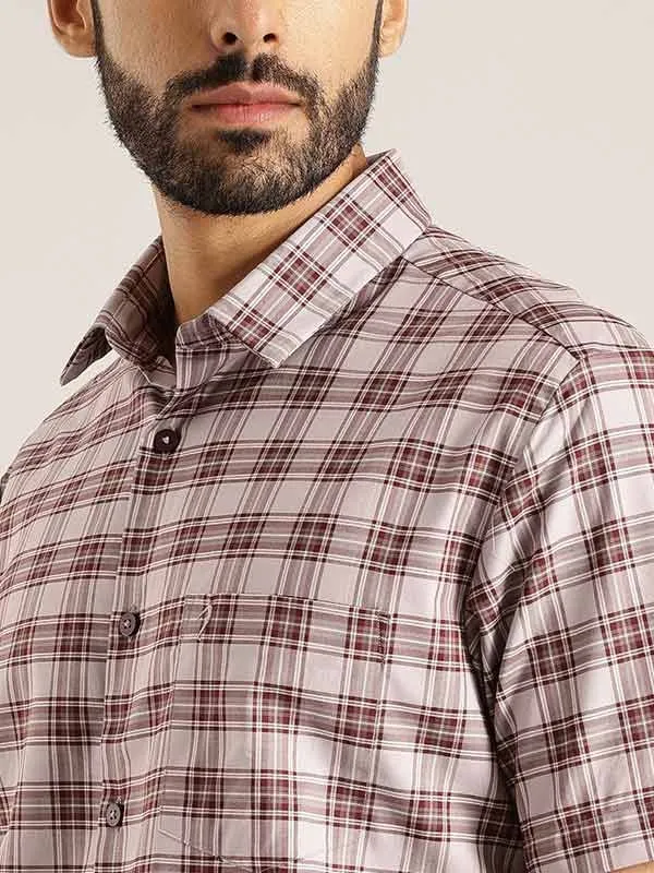 Men Checked Half Sleeve Cotton Shirt