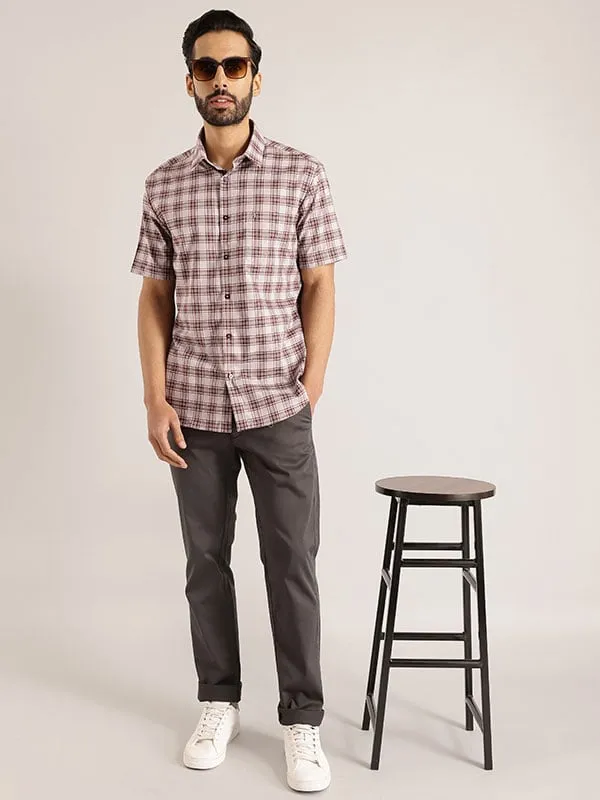 Men Checked Half Sleeve Cotton Shirt