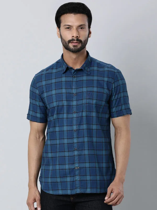 Men Checked Half Sleeve Cotton Shirt