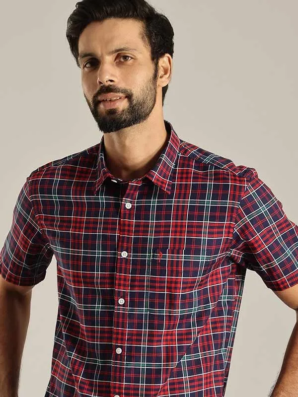 Men Checked Half Sleeve Cotton Shirt