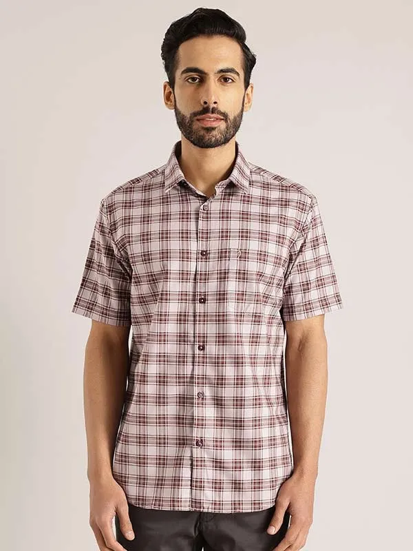 Men Checked Half Sleeve Cotton Shirt