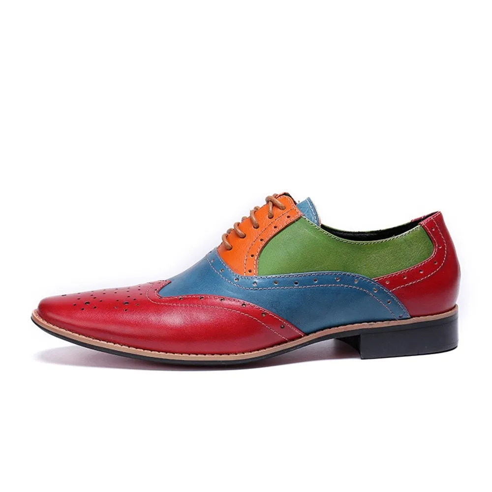 Men Colored Lace Up Oxford Shoes