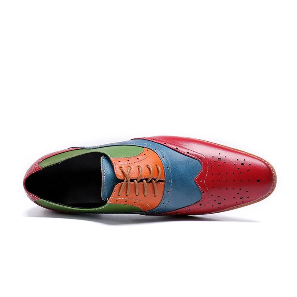 Men Colored Lace Up Oxford Shoes