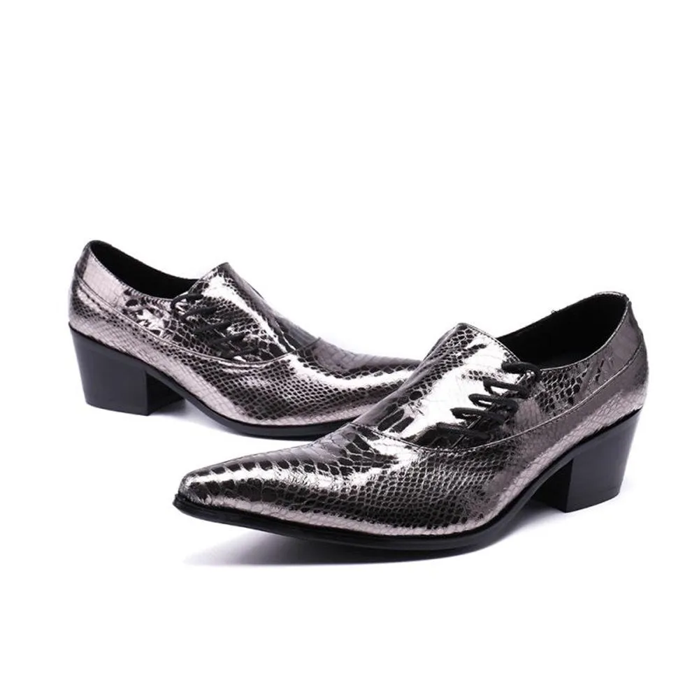 Men Lace Up High Heel Oxford Shoes