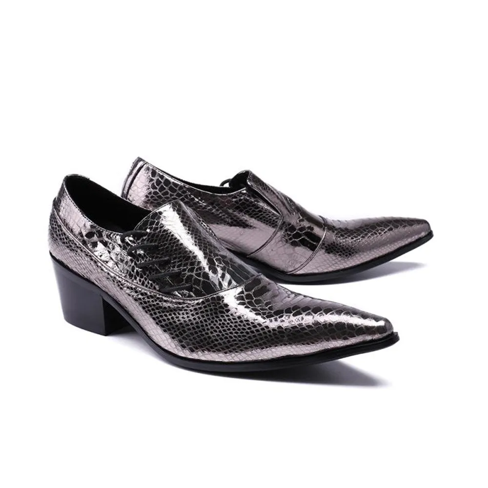 Men Lace Up High Heel Oxford Shoes