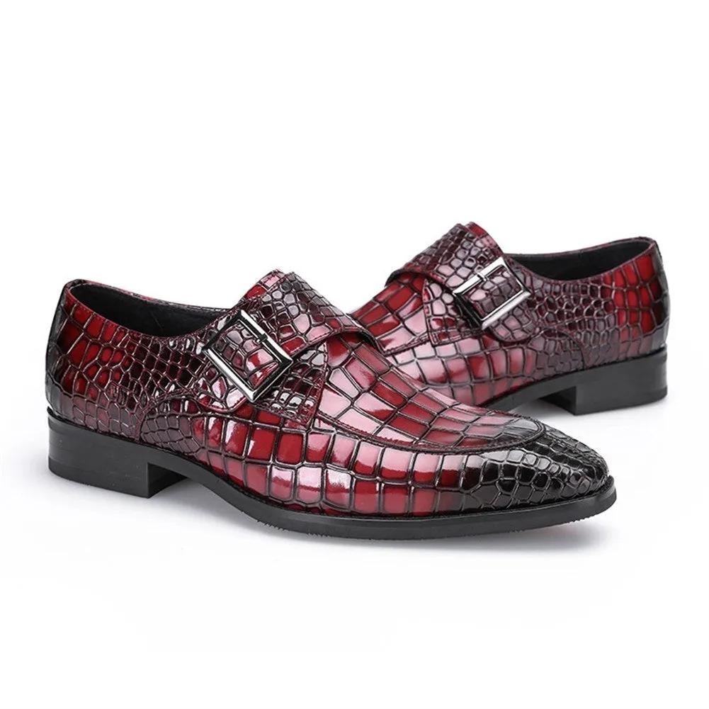 Men Red Color Monk Strap Oxford Shoes