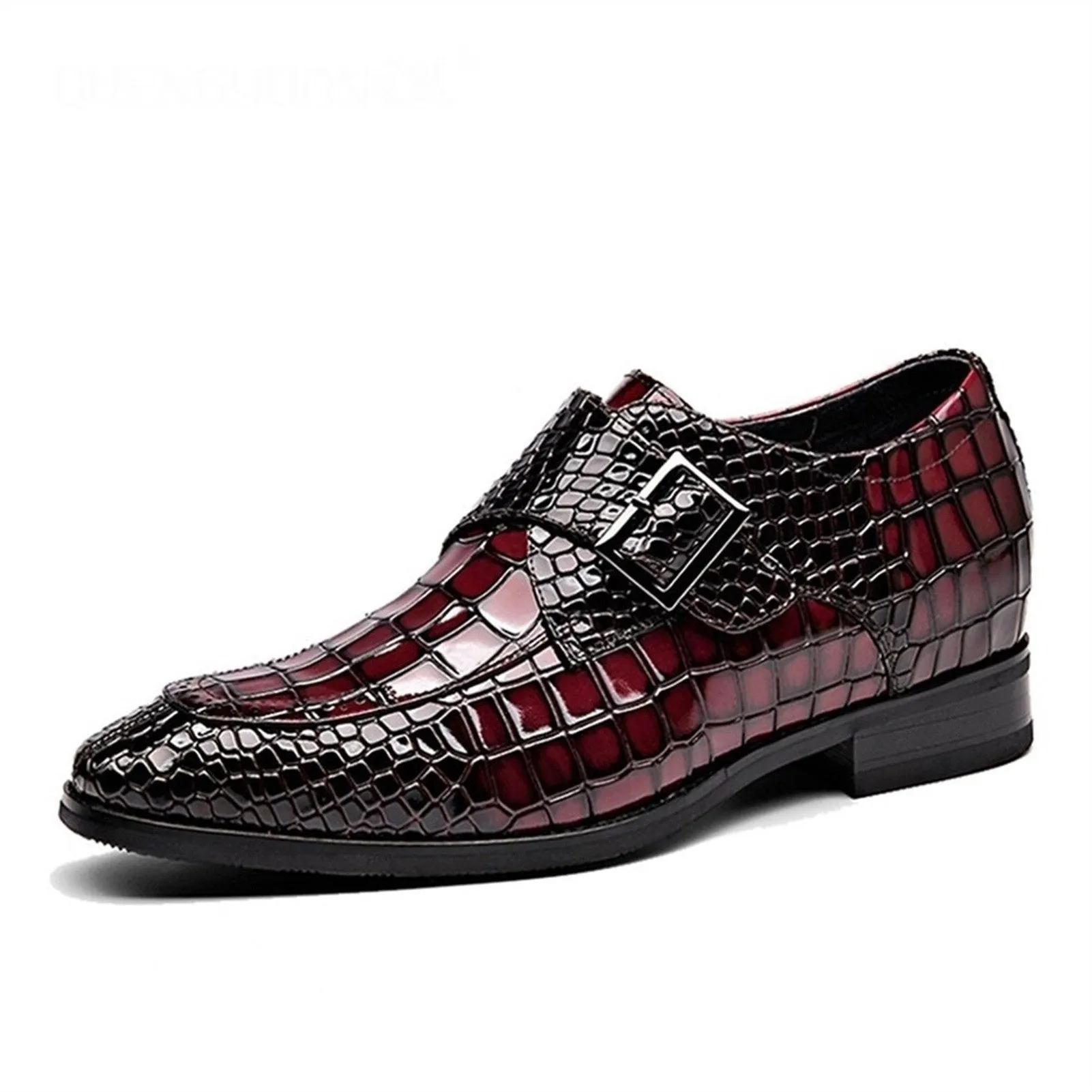 Men Red Color Monk Strap Oxford Shoes