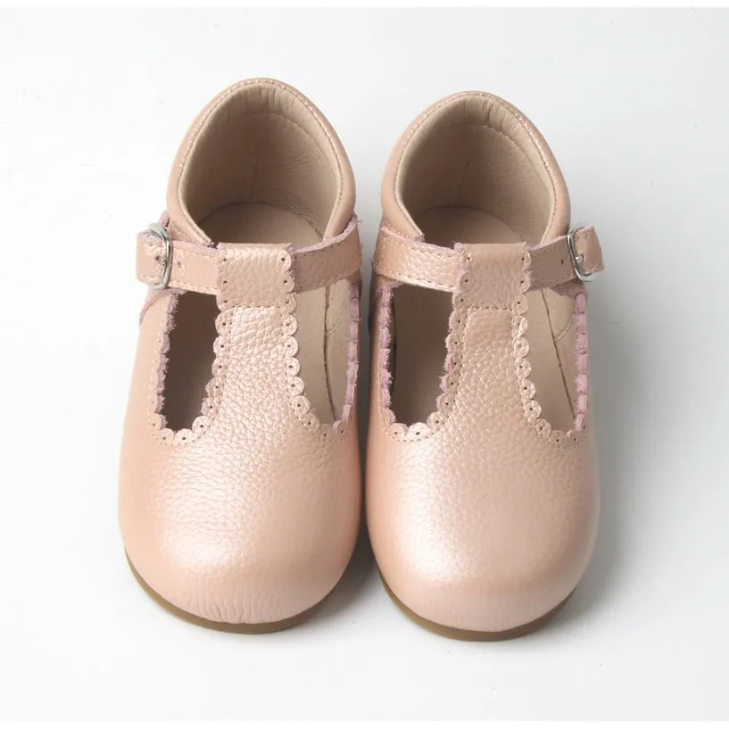 METALLIC PINK T-BAR SHOES