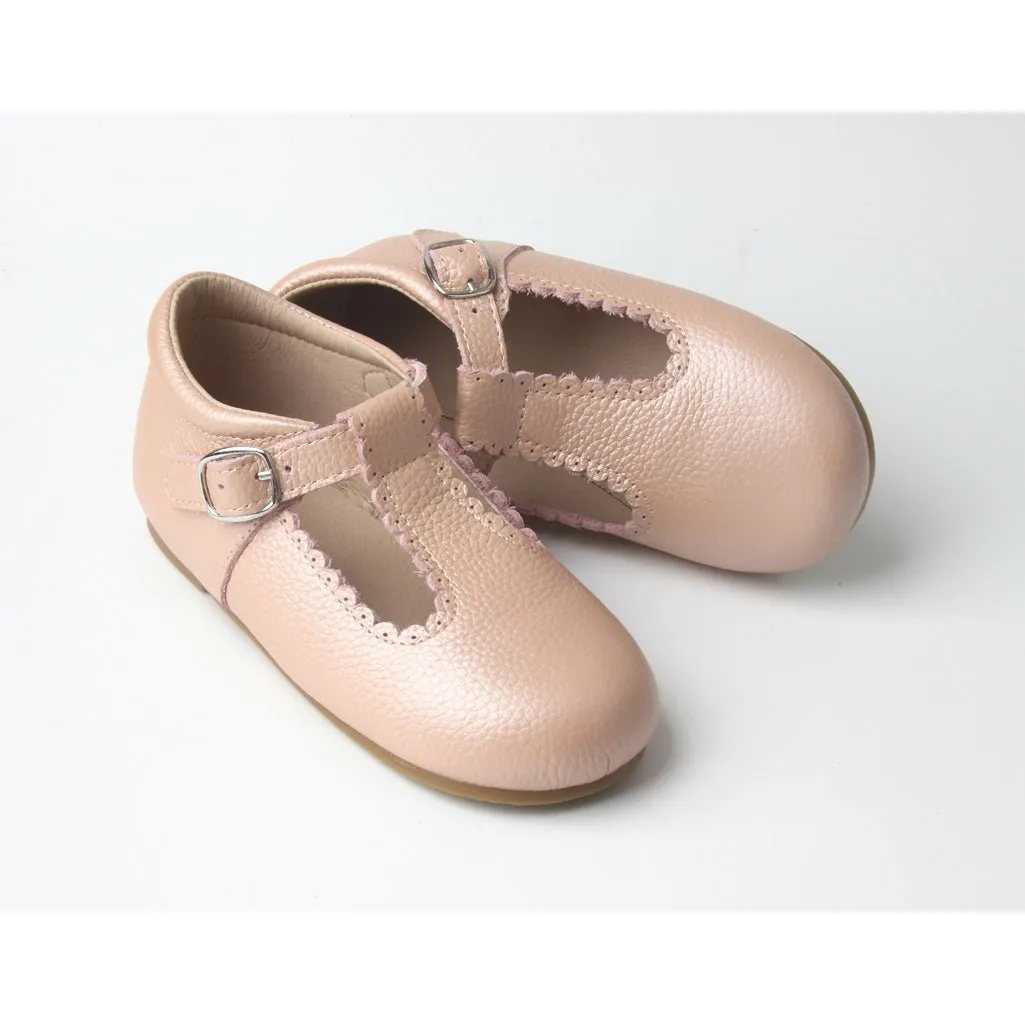 METALLIC PINK T-BAR SHOES