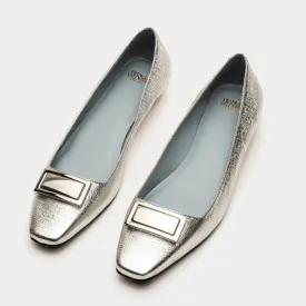 Midge Flat Crinkled Patent Leather - Silver