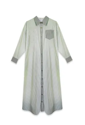 Midi Boyfriend Shirtdress - Olive Stripe