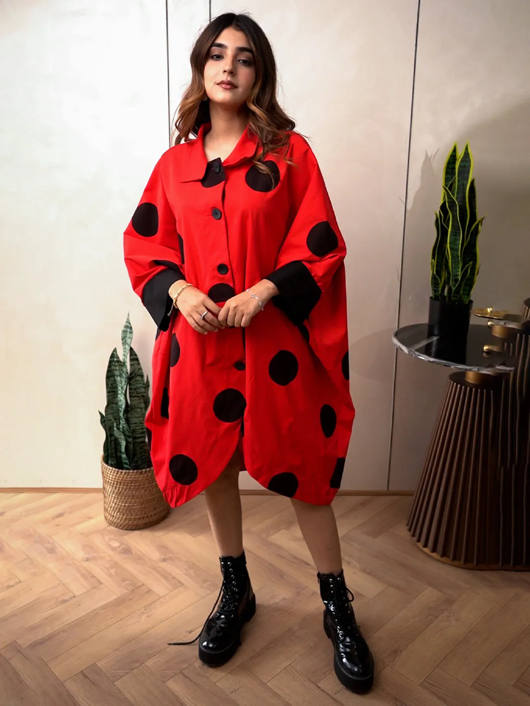 Polka Dot Red Oversized Dress