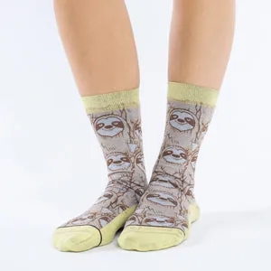 "Coffee Sloth" Crew Socks by Good Luck Sock - Medium