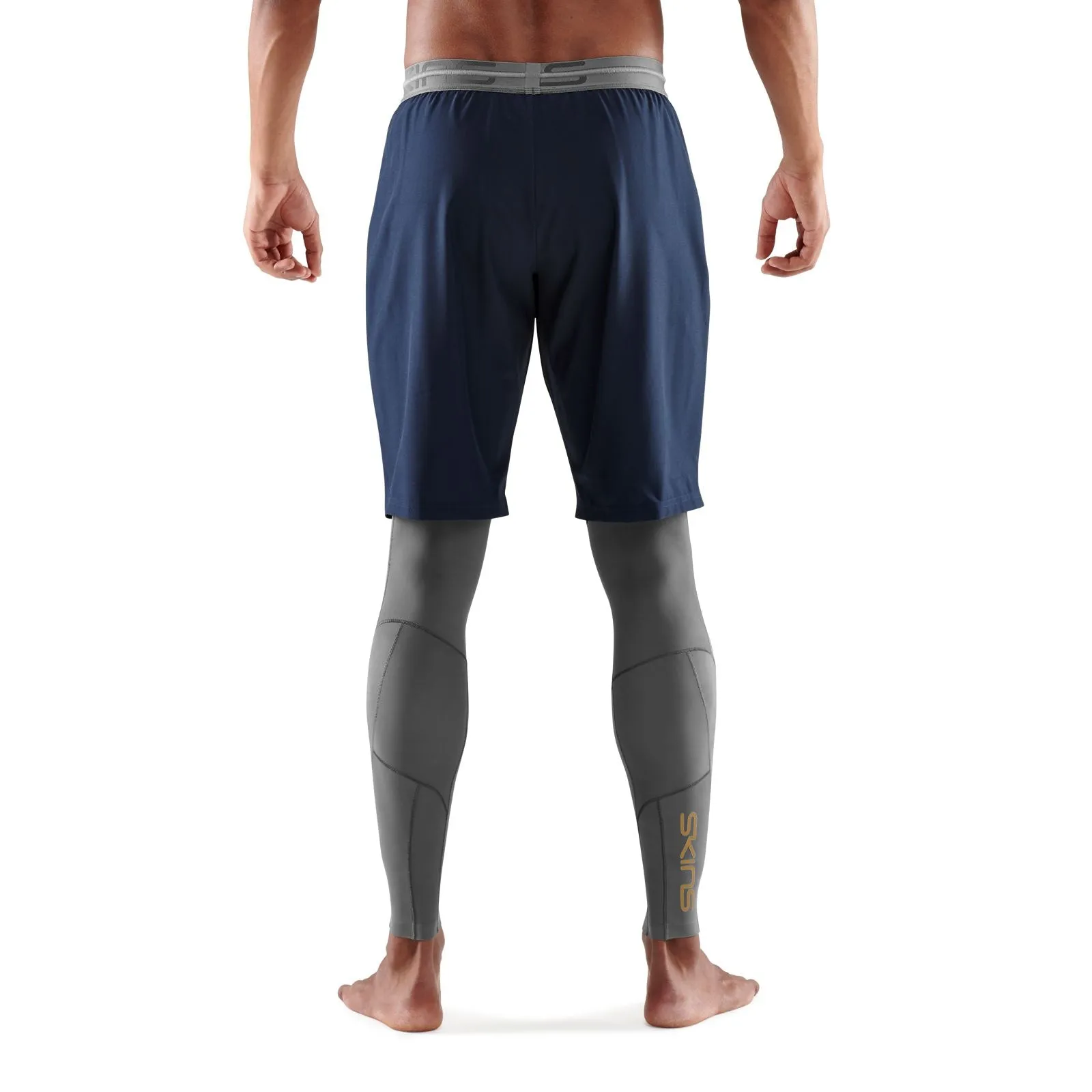 SKINS SERIES-5 MEN'S TRAVEL AND RECOVERY LONG TIGHTS BATTLESHIP