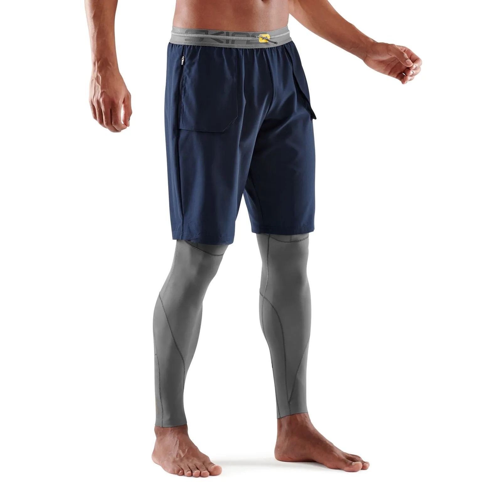 SKINS SERIES-5 MEN'S TRAVEL AND RECOVERY LONG TIGHTS BATTLESHIP