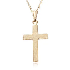 Small 14 Karat Yellow Gold Plain Polished Cross Necklace